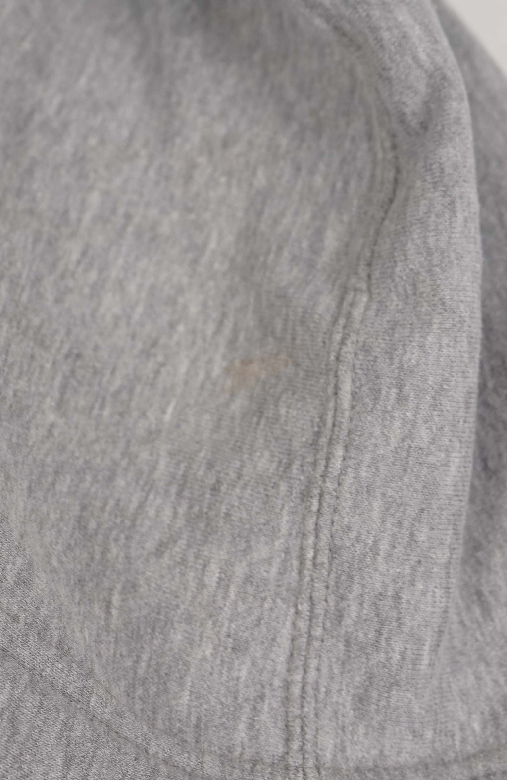 Gray hoodie with a red logo on a white background