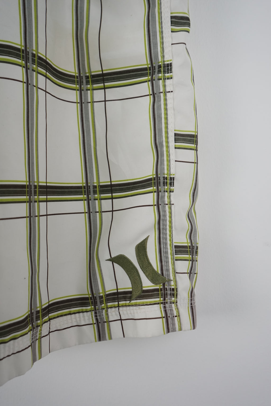 Plaid shorts on a white background