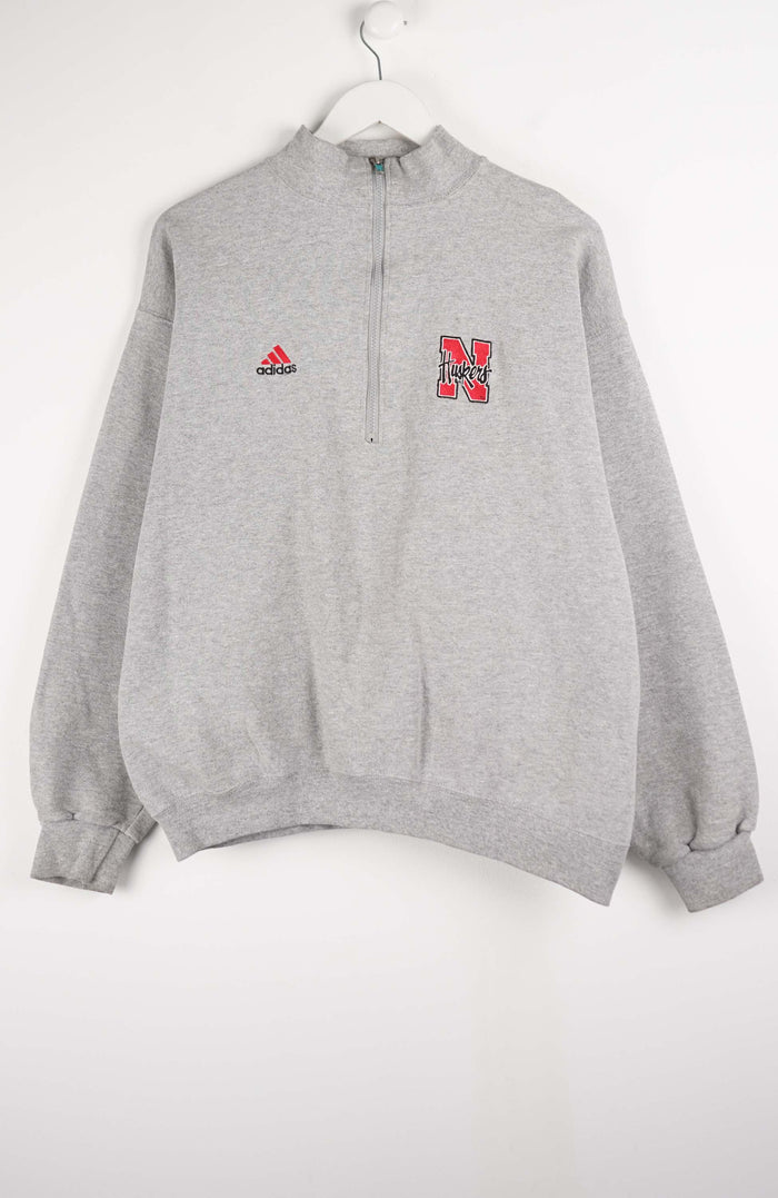 VINTAGE ADIDAS HUSKERS 1/4 ZIP SWEATER (S)