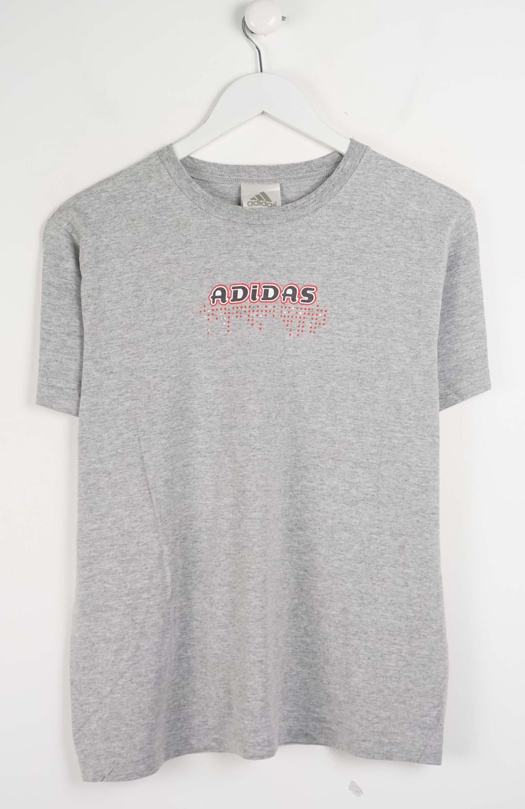 Gray t-shirt with Adidas logo on a white background