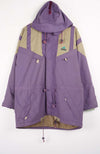 Purple jacket with beige accents on a white background