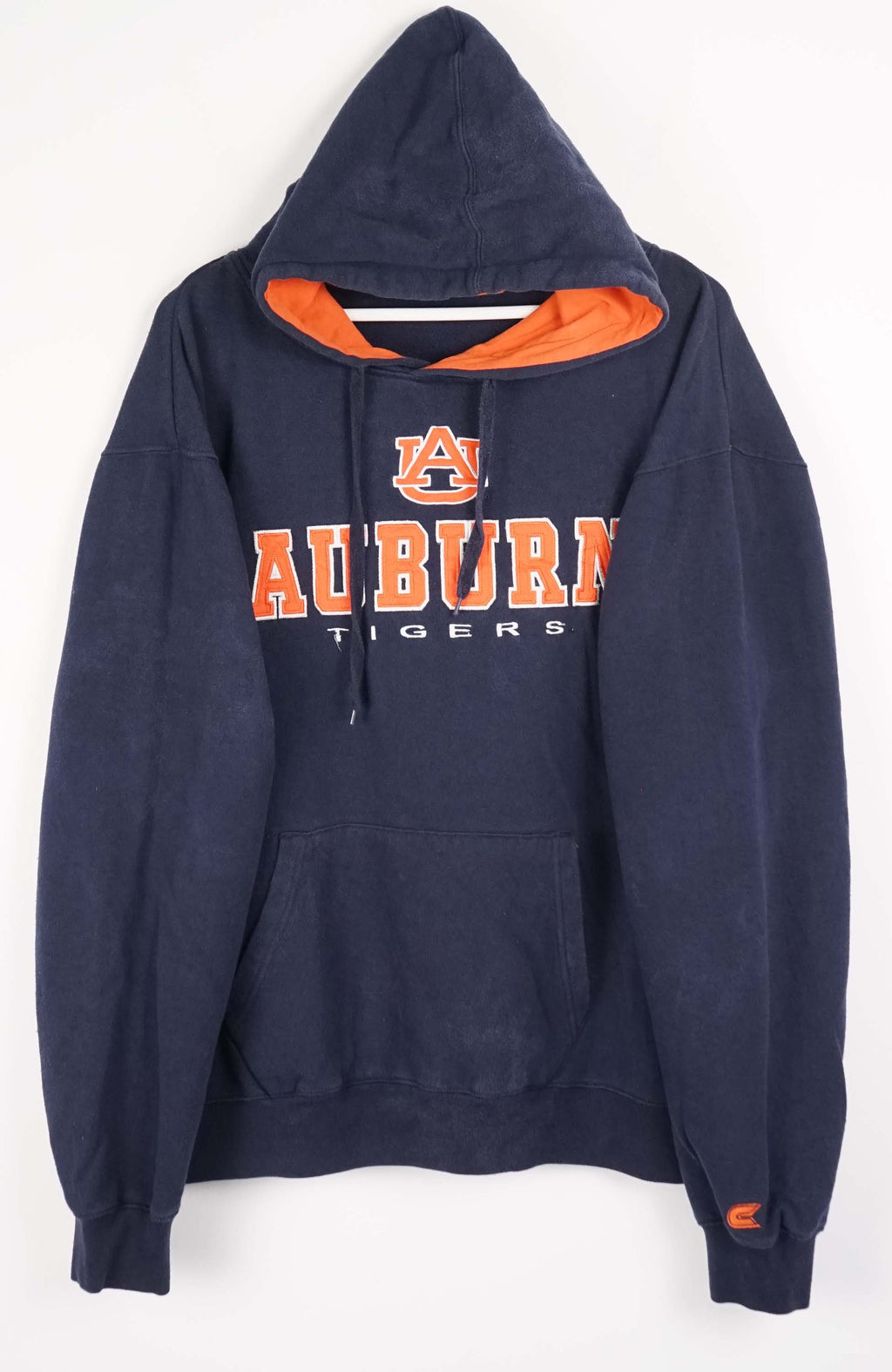 Navy hoodie with Auburn Tigers logo on a white background