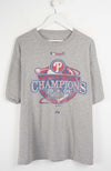 Gray t-shirt with World Series Champions logo on a white background