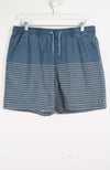 Blue striped shorts on a white background