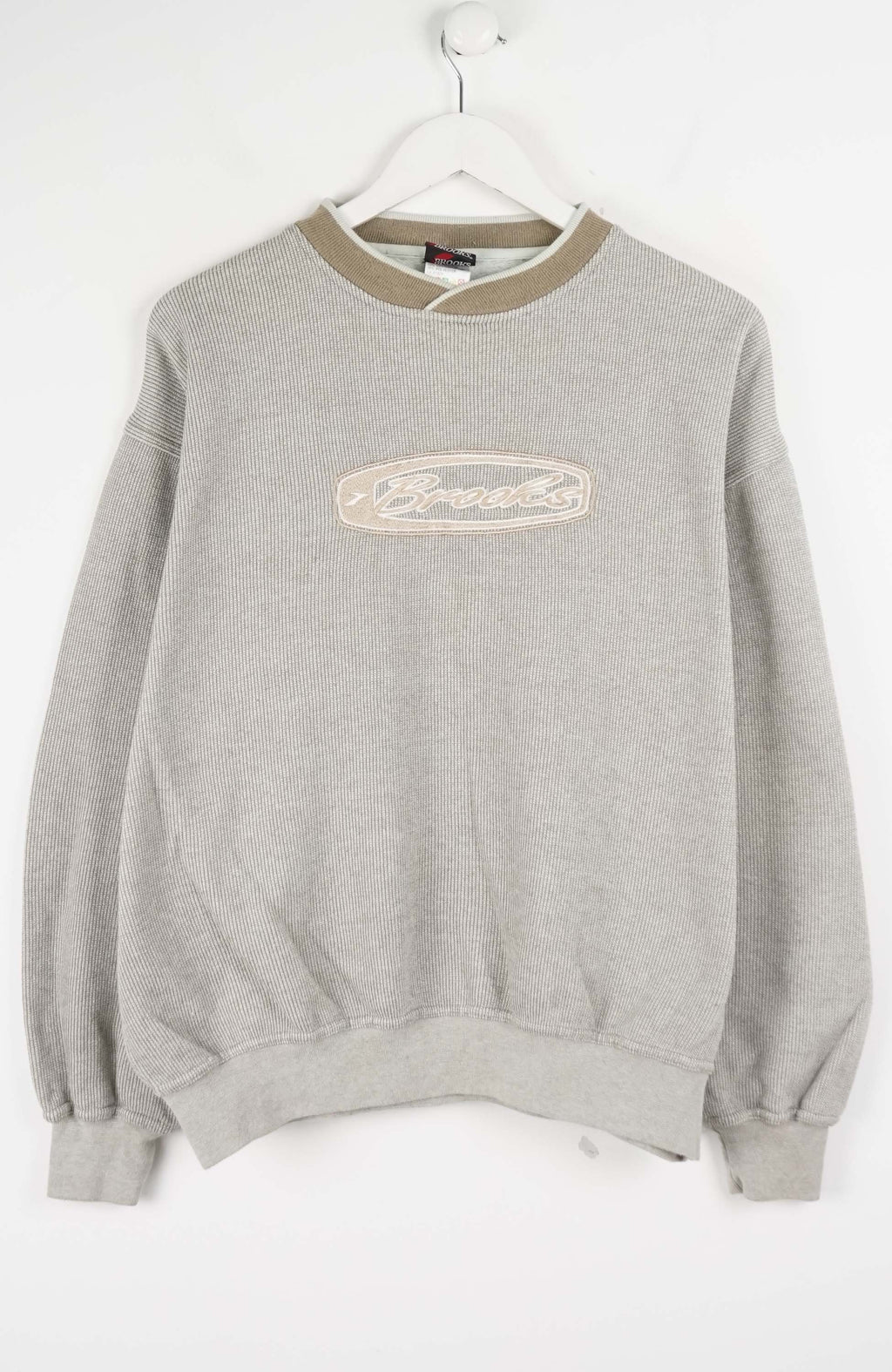 Gray sweatshirt with a logo on a white background