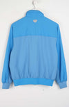 Blue jacket with a brand logo on a white background