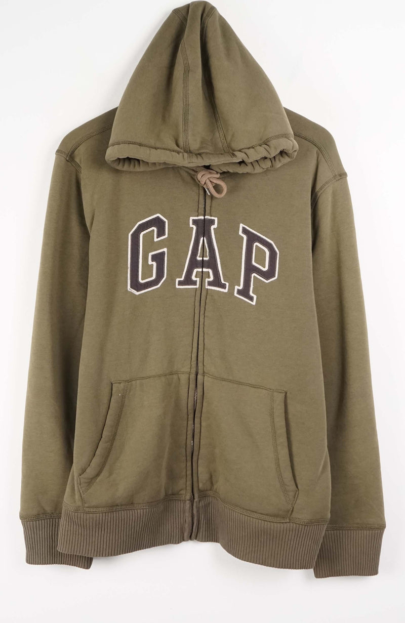 Green hoodie with 'GAP' logo on a white background