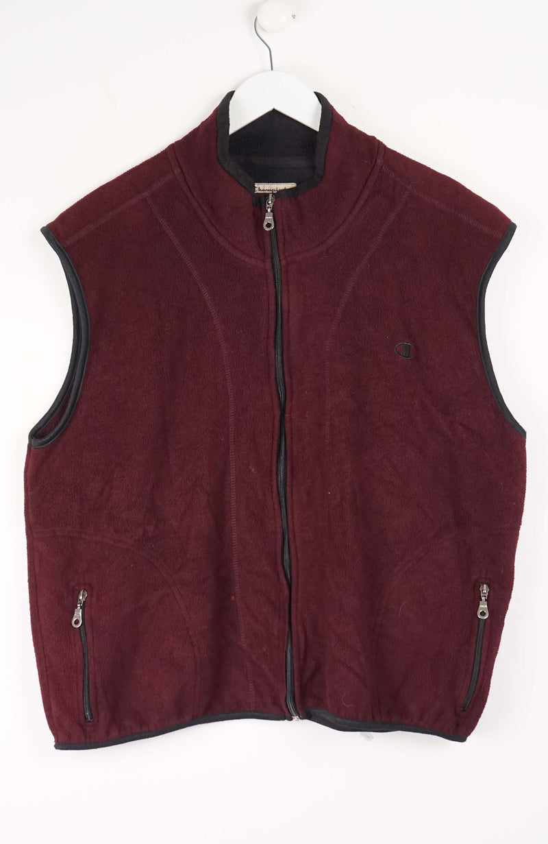 VINTAGE CHAMPION FLEECE VEST SWEATER (L)