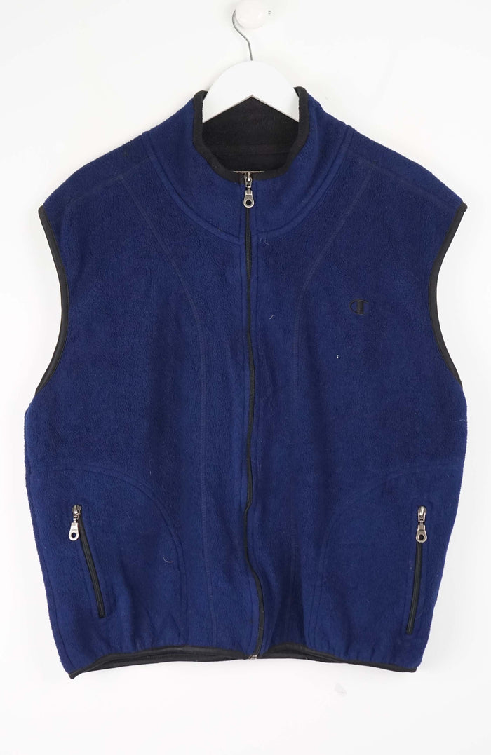 VINTAGE CHAMPION FLEECE VEST SWEATER (M)