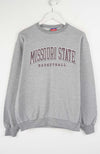 Gray sweatshirt with 'Missouri State Basketball' text on a white background