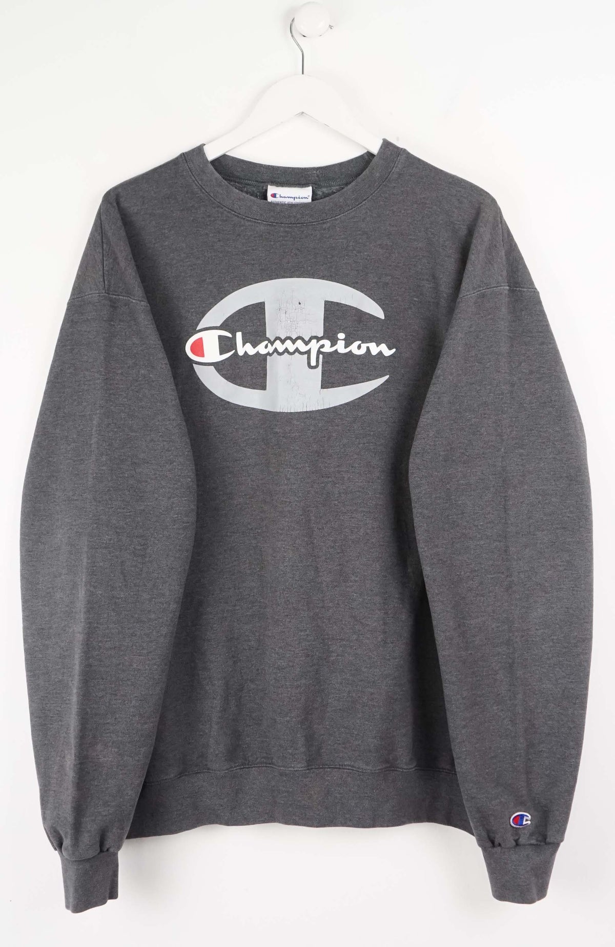 Gray Champion sweatshirt on a white background