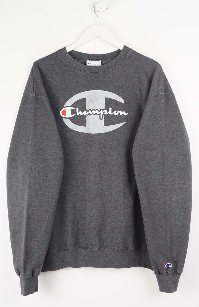 Gray Champion sweatshirt on a white background