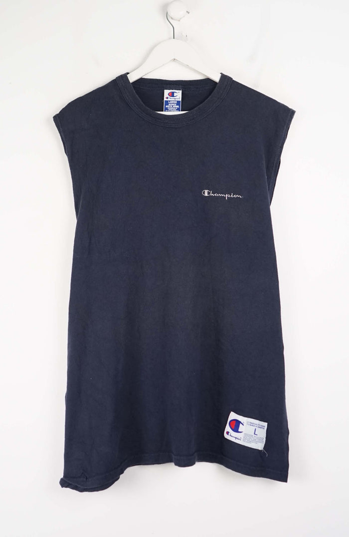 VINTAGE CHAMPION SLEEVELESS T-SHIRT (L)