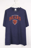Navy blue t-shirt with 'Chicago Bears' logo on a white background