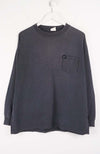 Gray long-sleeve shirt with a pocket on a white background
