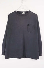 Gray long-sleeve shirt with a pocket on a white background