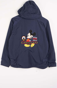 Navy blue hoodie with Mickey Mouse Disneyland design on a white background