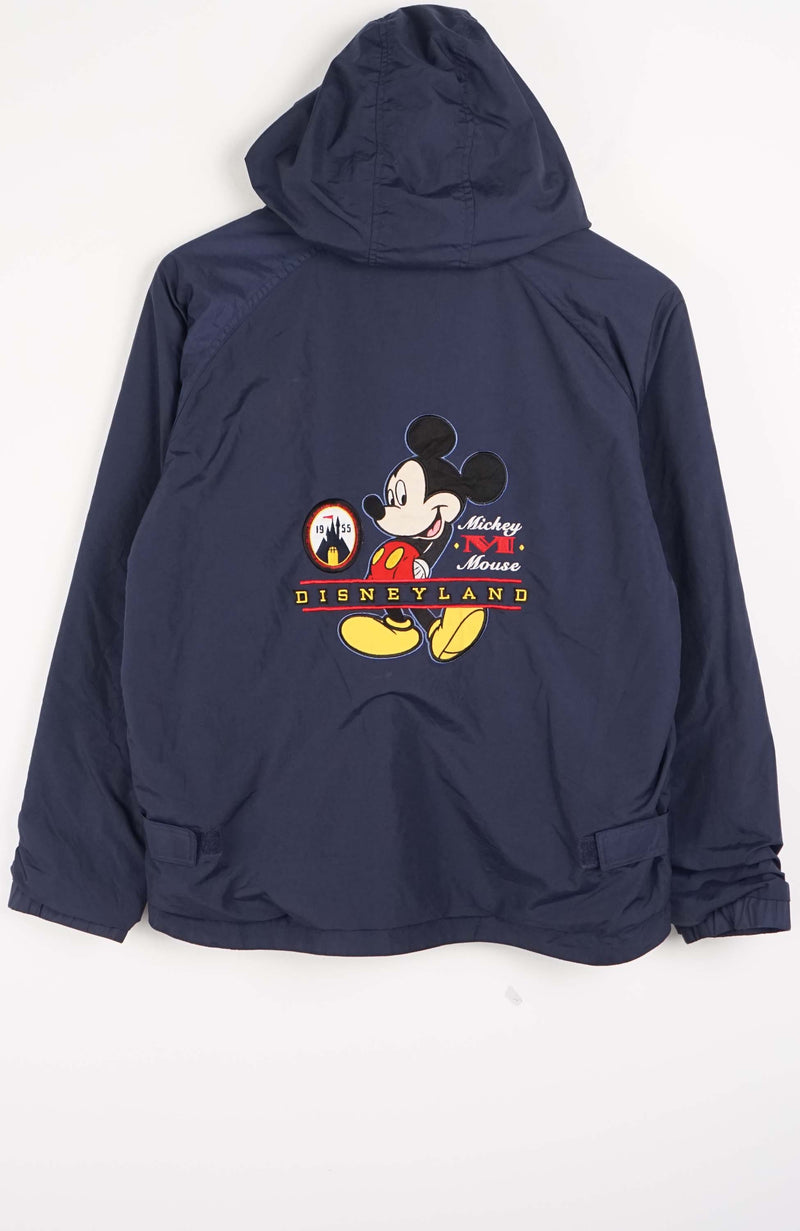 Navy blue hoodie with Mickey Mouse Disneyland design on a white background