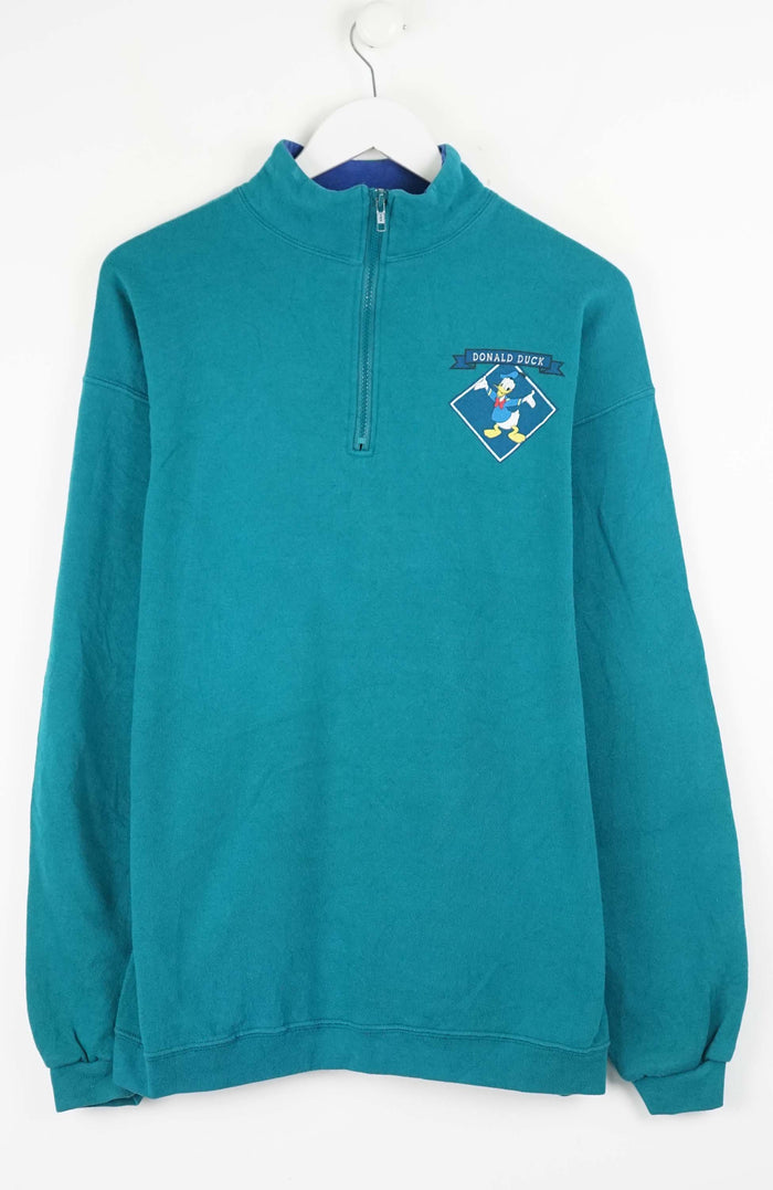 VINTAGE DISNEY DONALD DUCK 1/4 ZIP SWEATER (L)