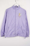 Purple jacket with a logo on a white background