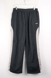 Black pants with gray accents on a white background