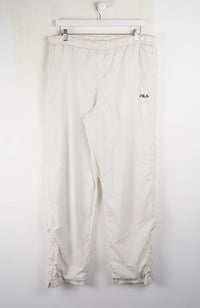 White pants with a visible brand logo on a white background