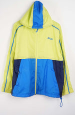 Yellow and blue jacket with FILA logo on a white background