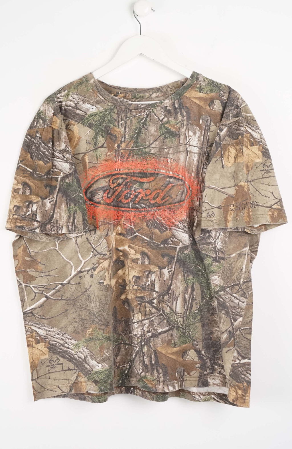 Camouflage t-shirt with Ford logo on a white background