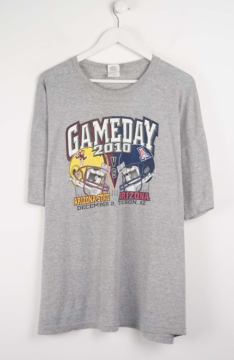 Gray t-shirt with 'Gameday 2010' graphic on a white background