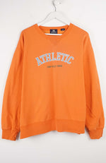 Orange sweatshirt with 'Athletic' text on a white background
