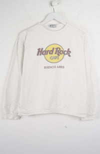 White long-sleeve shirt with Hard Rock Cafe logo on a white background