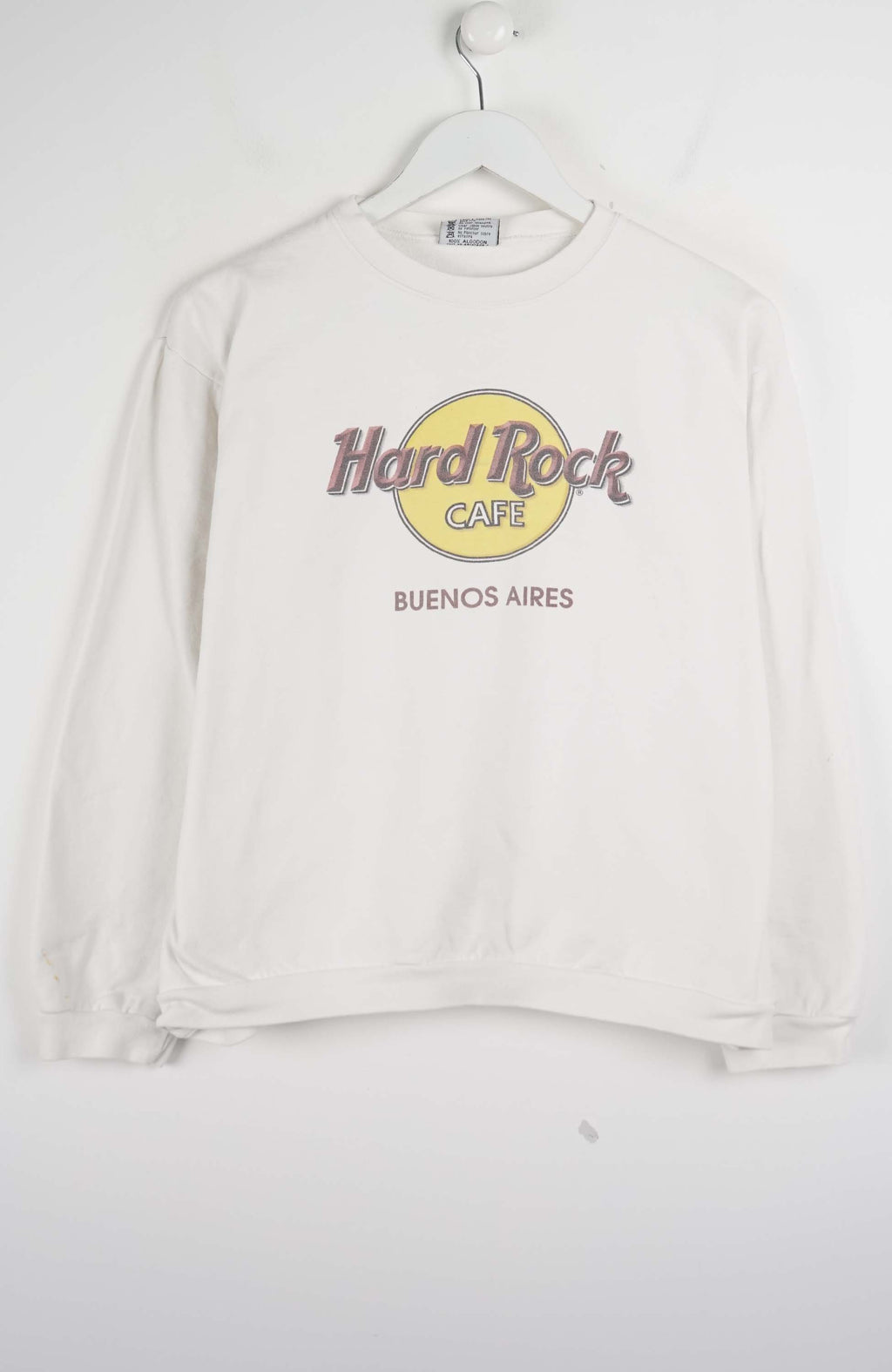 White long-sleeve shirt with Hard Rock Cafe logo on a white background