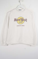 White long-sleeve shirt with Hard Rock Cafe logo on a white background
