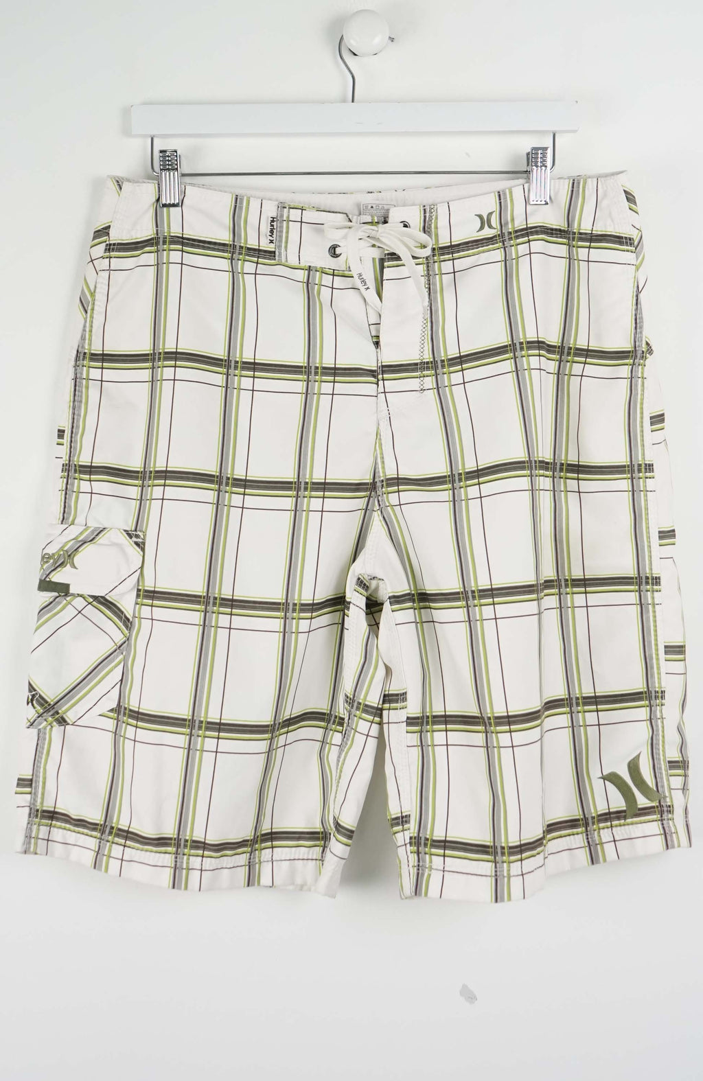 Plaid shorts on a white background