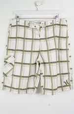 Plaid shorts on a white background
