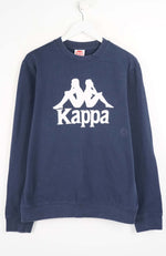 Navy blue Kappa sweatshirt on a white hanger