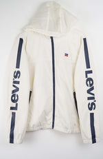 White jacket with Levi's branding on a white background