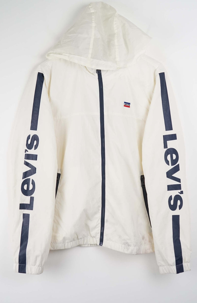 White jacket with Levi's branding on a white background