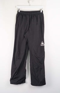 Black pants with a logo on a white background
