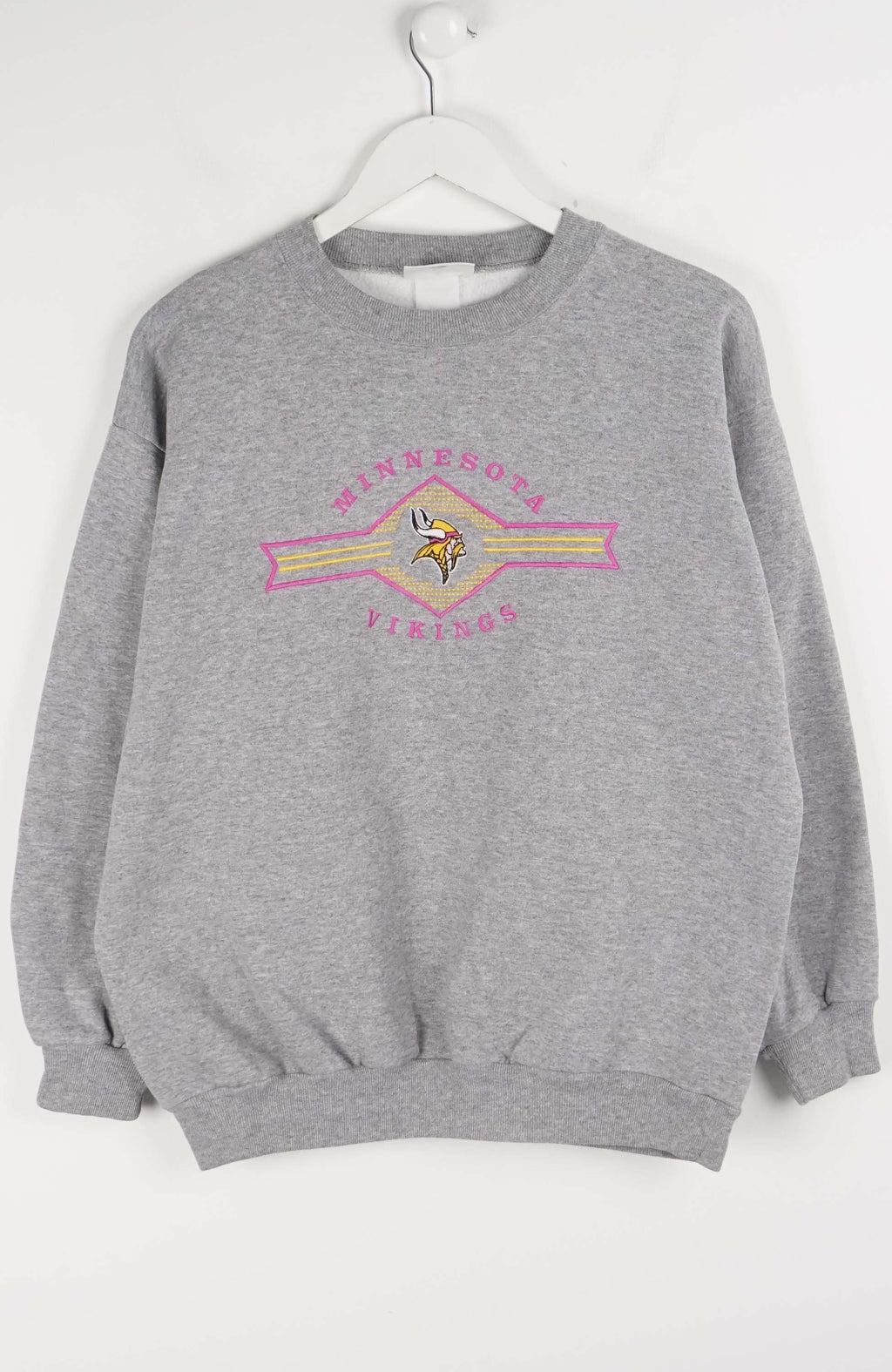 Gray sweatshirt with Minnesota Vikings logo on a white background