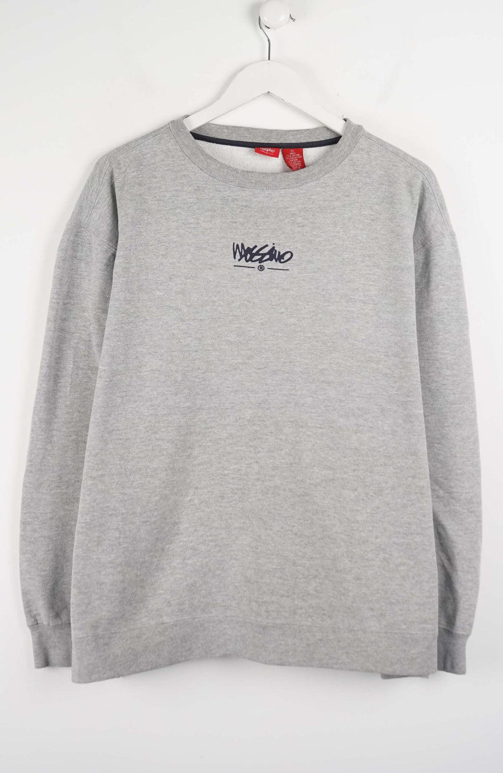 Gray sweatshirt with a logo on a white background
