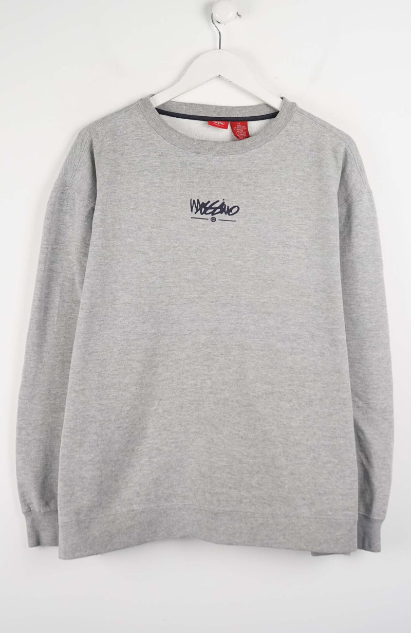 Gray sweatshirt with a logo on a white background