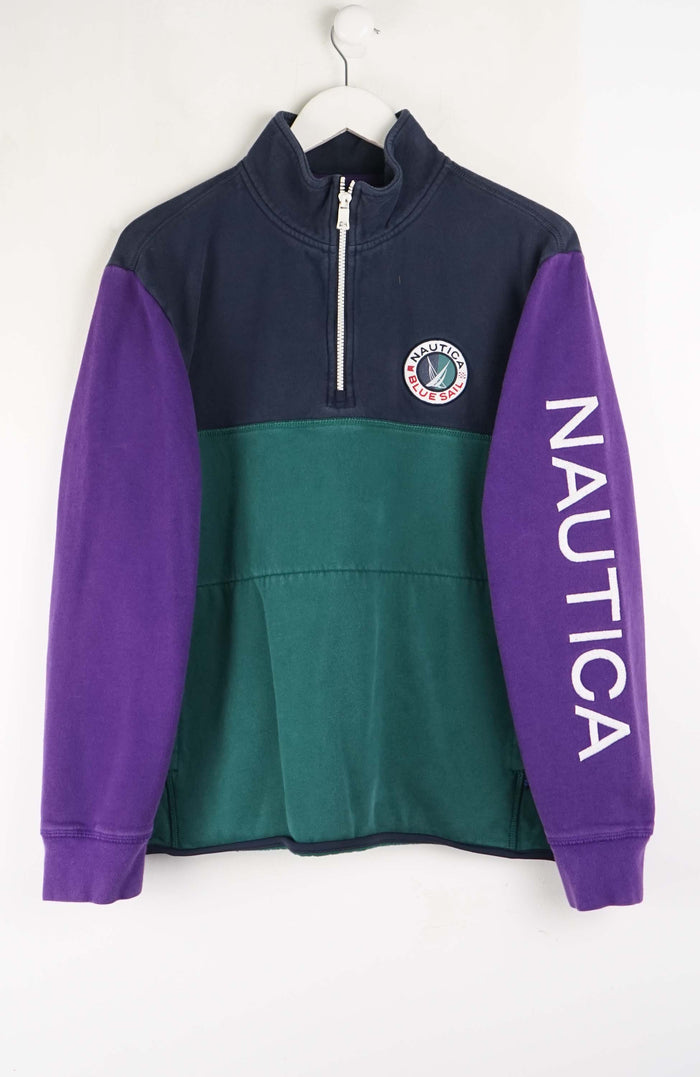 VINTAGE NAUTICA BLUE SAIL 1/4 ZIP SWEATER (M)