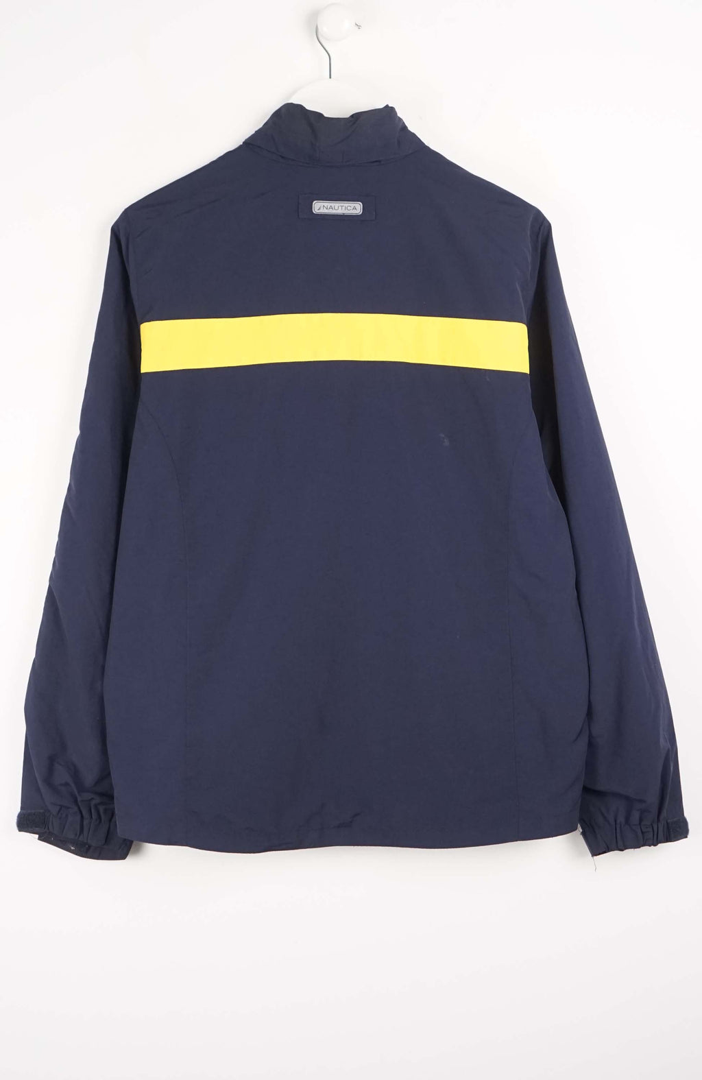 Nautica jacket with yellow stripe on a white background