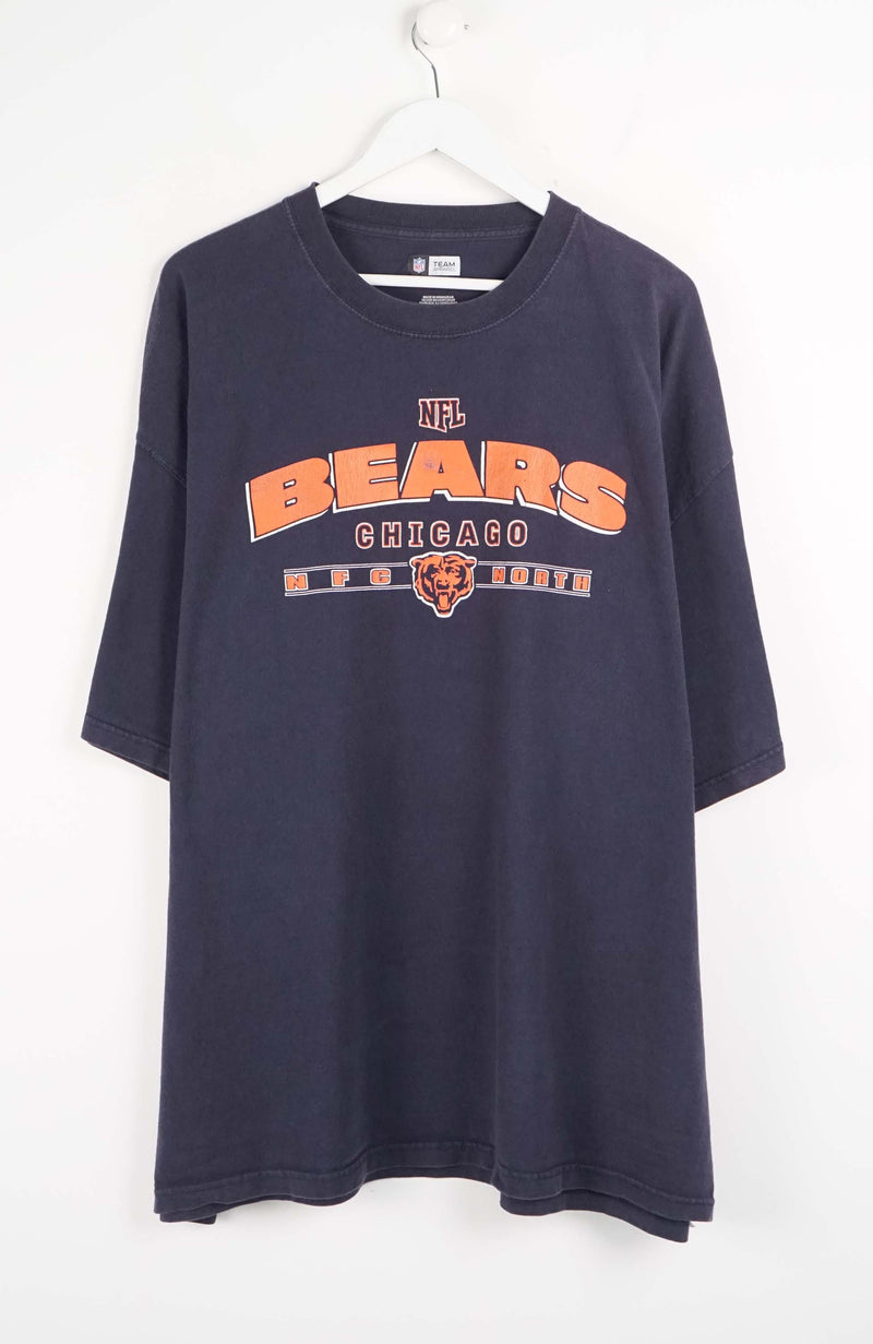 Navy blue t-shirt with 'NFL Bears Chicago' print on a white background