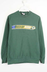 Green sweatshirt with a logo on a white background