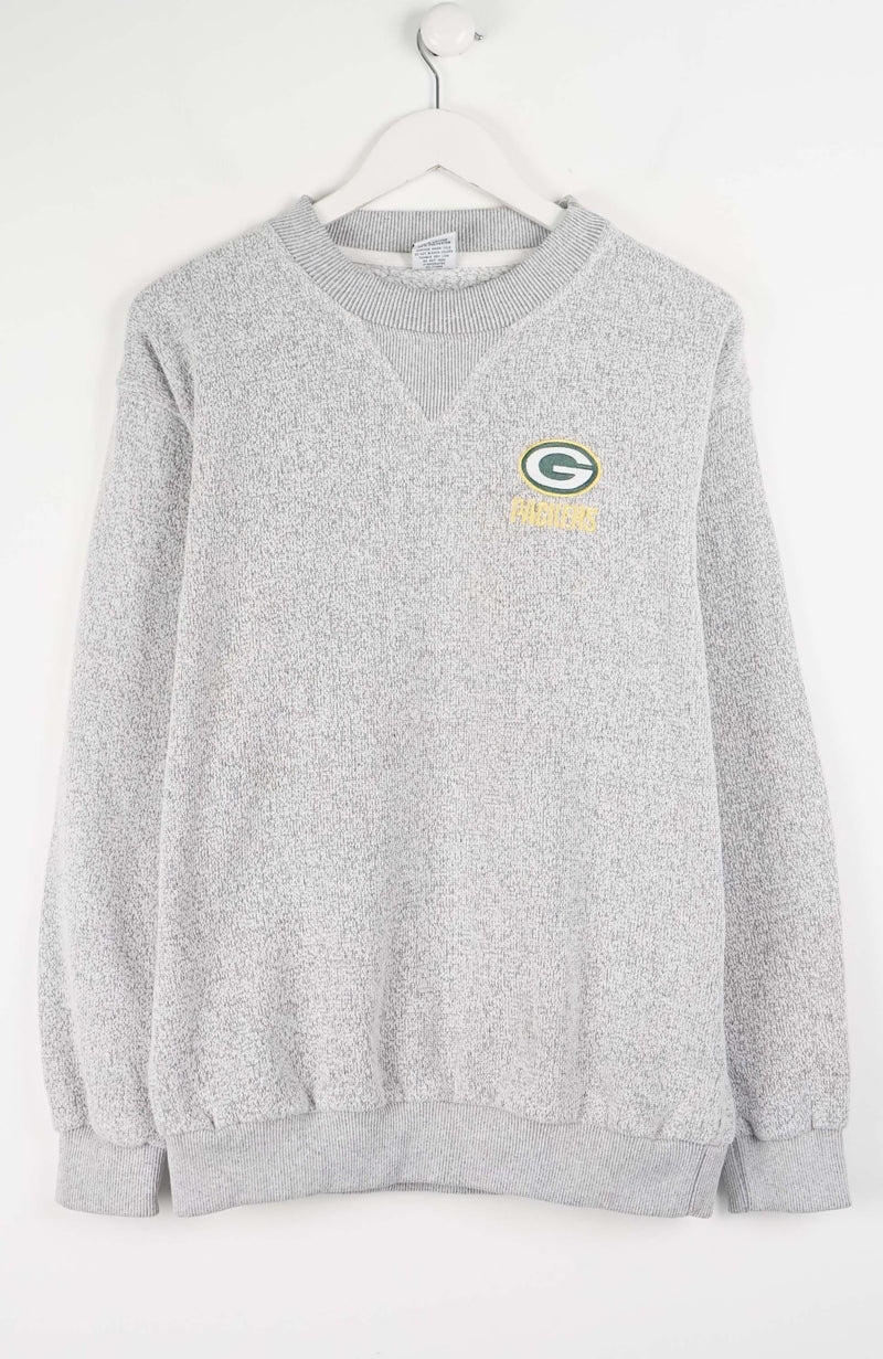 Gray sweatshirt with a logo on a white background