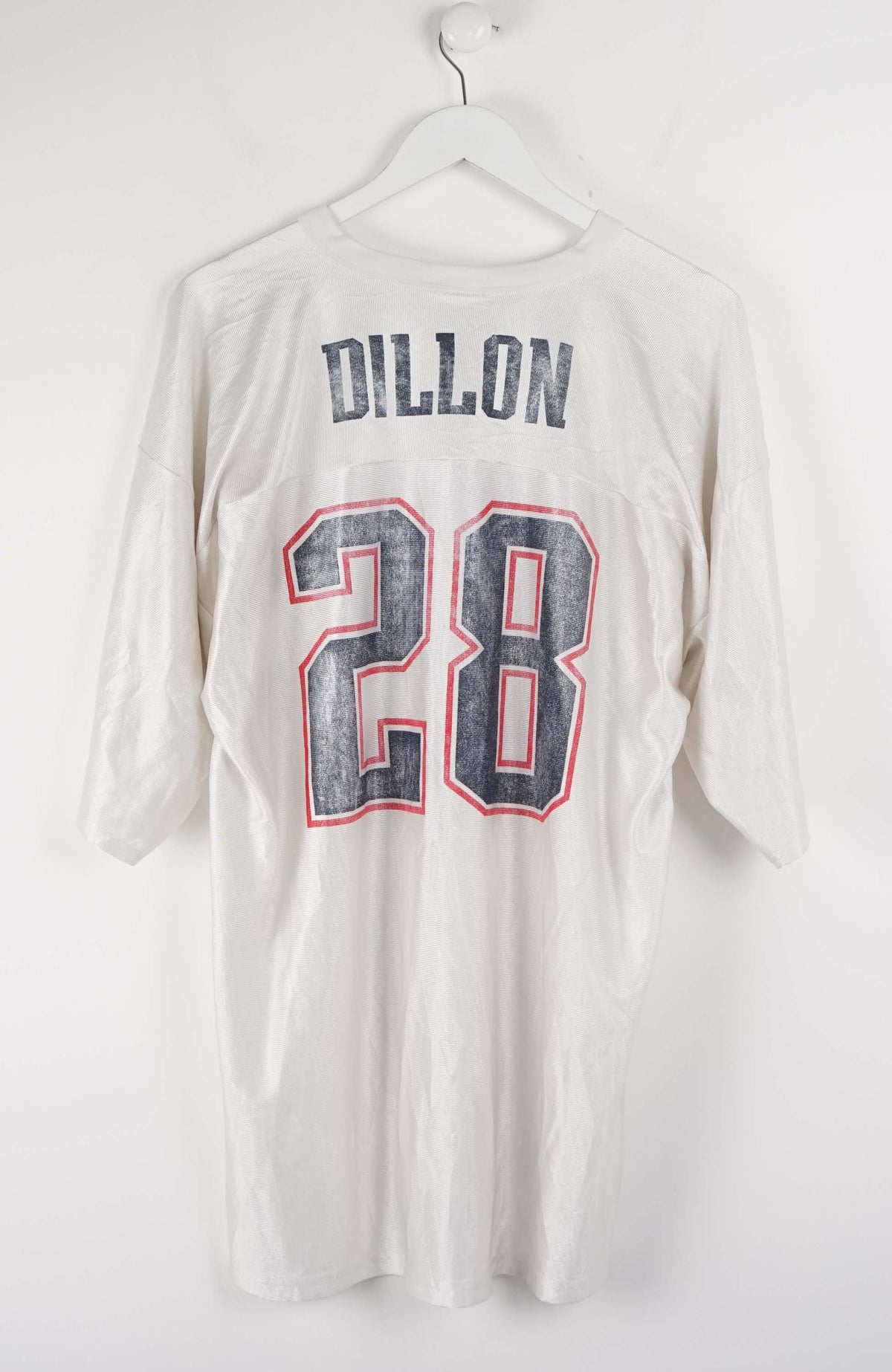 White t-shirt with 'Dillon' and number '28' on a white background