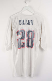 White t-shirt with 'Dillon' and number '28' on a white background