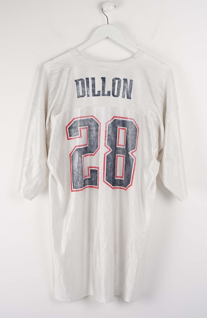 White t-shirt with 'Dillon' and number '28' on a white background